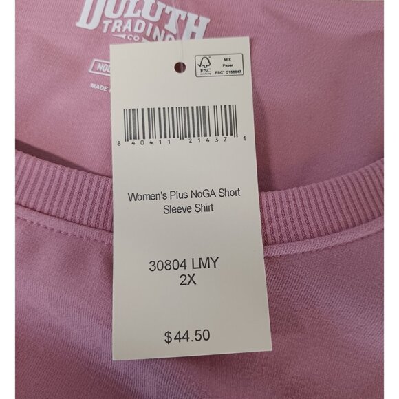 Deluth Trading Women's 2X Plus NoGA Classic Short Sleeve Shirt Pink Pullover NWT - Picture 9 of 16